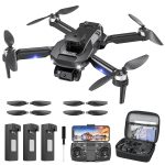 AUOSHI Drones with Camera for Adults 6K, 1080P FPV RC Quadcopter for Kids Beginners with 3 Batteries, Foldable, Brushless Motor, 3D Flips,One Key Take off/Land, Black