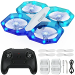 AUOSHI Mini Drone for Kids,RC Drone with Remote Control, LED Quadcopter for Beginners with 11 Light Modes Altitude Hold, Auto Hovering, 3D Flip, Headless Mode, White