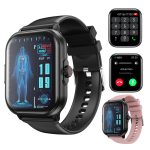 AUOSHI Smart Watch for Women Men,2.01"HD Screen Fitness Tracker with Bluetooth Answer/Make Calls,IP67 Waterproof/Sleep Monitor/100+ Sport Modes,Smartwatches Compatible Android Ios