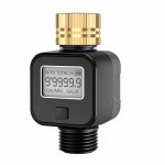 AUOSHI Water Flow Meter with Brass Inlet, Water Meter for Garden Hose Watering, Lawn Sprinkler, RV Water Tank Filling, Track Water Usage & Flow Rate, IPX5 Waterproof, Gallon/Liter