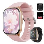 AUOSHI Smart Watch fits for Android & iPhone (Bluetooth Answer/Make Calls), 2.01 inch IP68 Waterproof Tracking Fitness, Sleep Monitor/Pedometer/Calories,Multiple Sports Modes,Pink