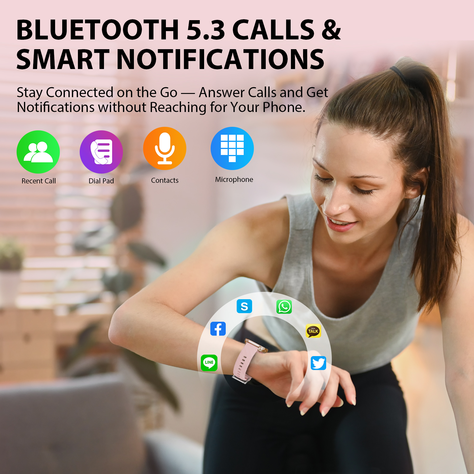 (2 pack) AUOSHI Smart Watch fits for Android & iPhone (Bluetooth Answer/Make Calls), 2.01 inch IP68 Waterproof Tracking Fitness, Sleep Monitor/Pedometer/Calories,Multiple Sports Modes,Pink - Image 2