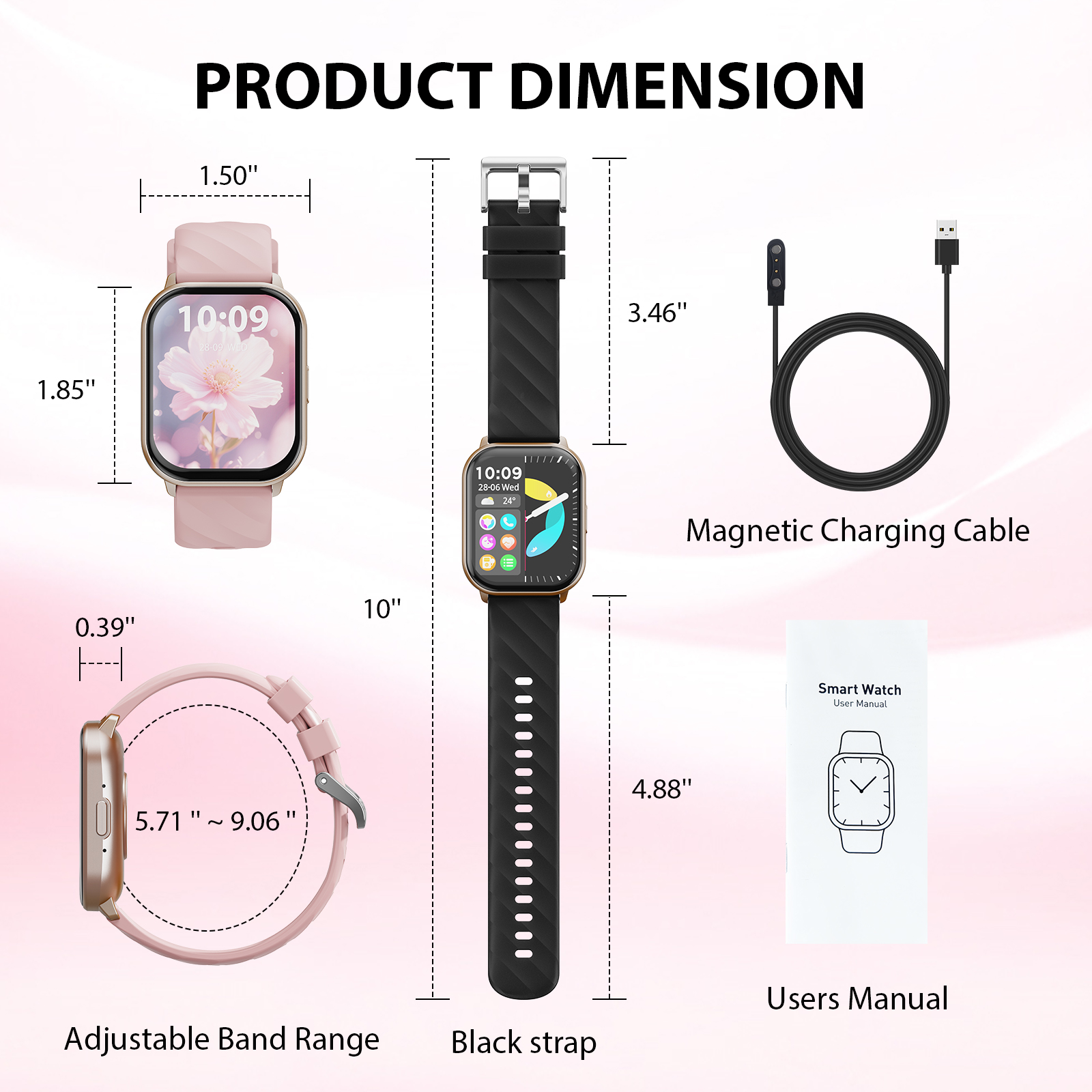 (2 pack) AUOSHI Smart Watch fits for Android & iPhone (Bluetooth Answer/Make Calls), 2.01 inch IP68 Waterproof Tracking Fitness, Sleep Monitor/Pedometer/Calories,Multiple Sports Modes,Pink - Image 8