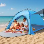AUOSHI Pop up Beach Tent for 4-6 Person, Portable Sun Shelter with Canopy, UPF 50+ UV Protection, Extendable Floor, Easy Setup Cabana