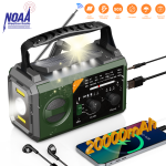 AUOSHI 20000mAh Weather Radio, NOAA/AM/FM Emergency Radio with USB/Solar/Hand Crank Charging, Flashlight, SOS Alarm, Compass, Battery Operated for Hurricane Preparedness