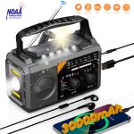AUOSHI 30000mAh Weather Radio, NOAA/AM/FM Emergency Radio with USB/Solar/Hand Crank Charging, Flashlight, SOS Alarm, Compass, Battery Operated for Hurricane Preparedness, Gray
