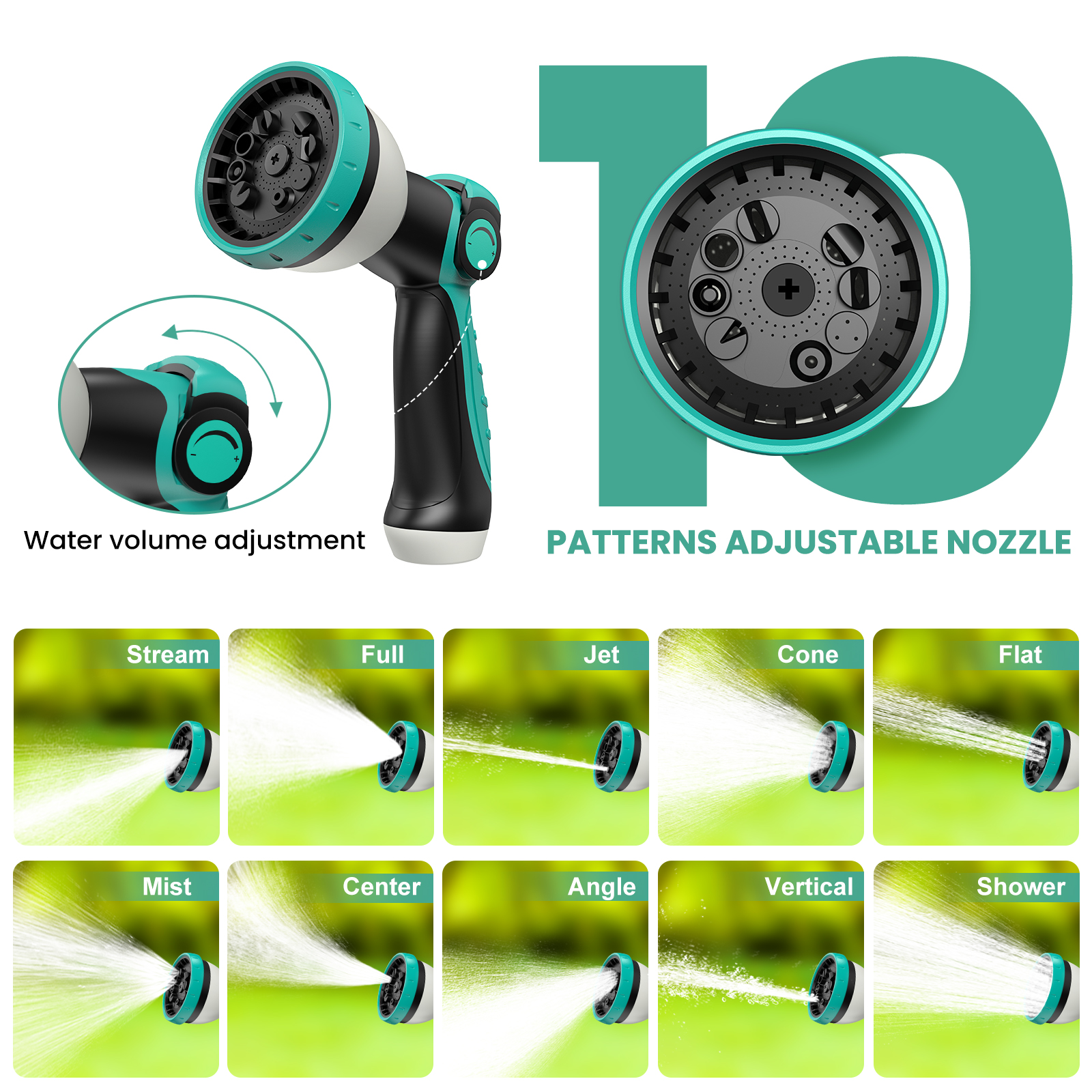 AUOSHI Retractable Garden Hose Reel 1/2" 50ft Automatic Hose Reel with 10-Pattern Spray Nozzle, UV-Resistant PVC Hose, Wall-Mounted with 180° Swivel Bracket - Image 5