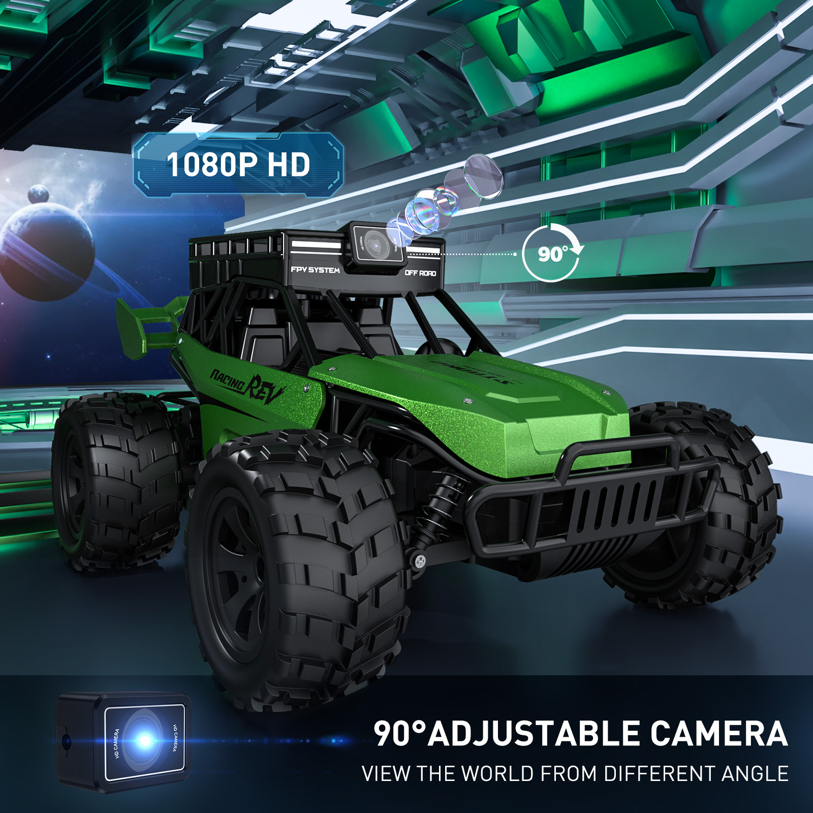 AUOSHI RC Car with 1080P FPV Camera, Remote Control & APP Voice Talk, 5G WiFi, 2 Batteries, Waterproof Off-Road Toy, Upgraded with Alloy Shocks, Gift for Kids, Teens & Beginners - Image 2