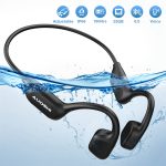AUOSHI IP68 Waterproof Open Ear Bone Conduction Headphones, Wireless Bluetooth 5.3 Headset with Built-in 32GB Music Player, Underwater Sports Headphones for Swimming,Running,Cycling Workout Gym,Black